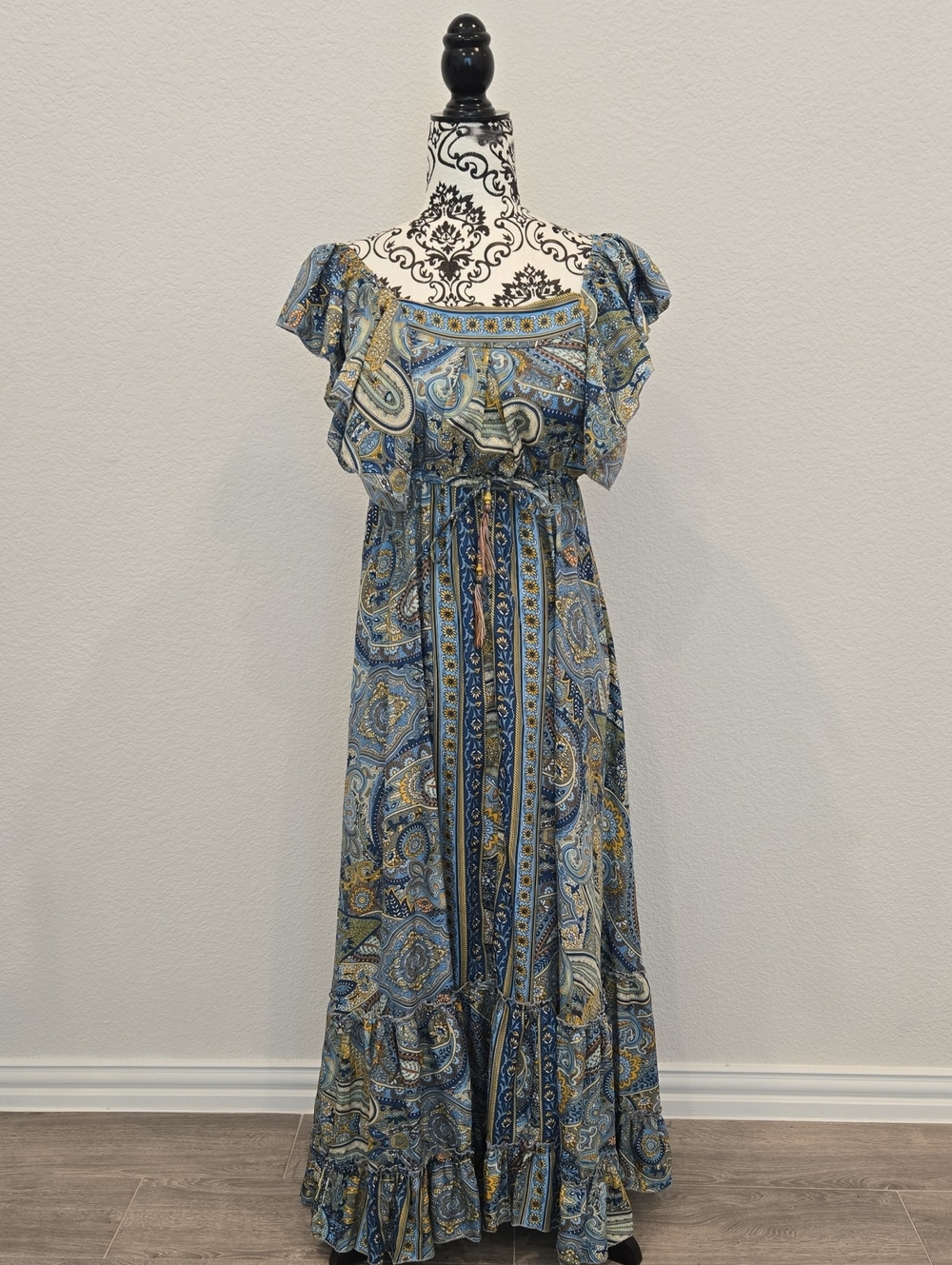 Bohemian Blue Paisley Maxi Dress